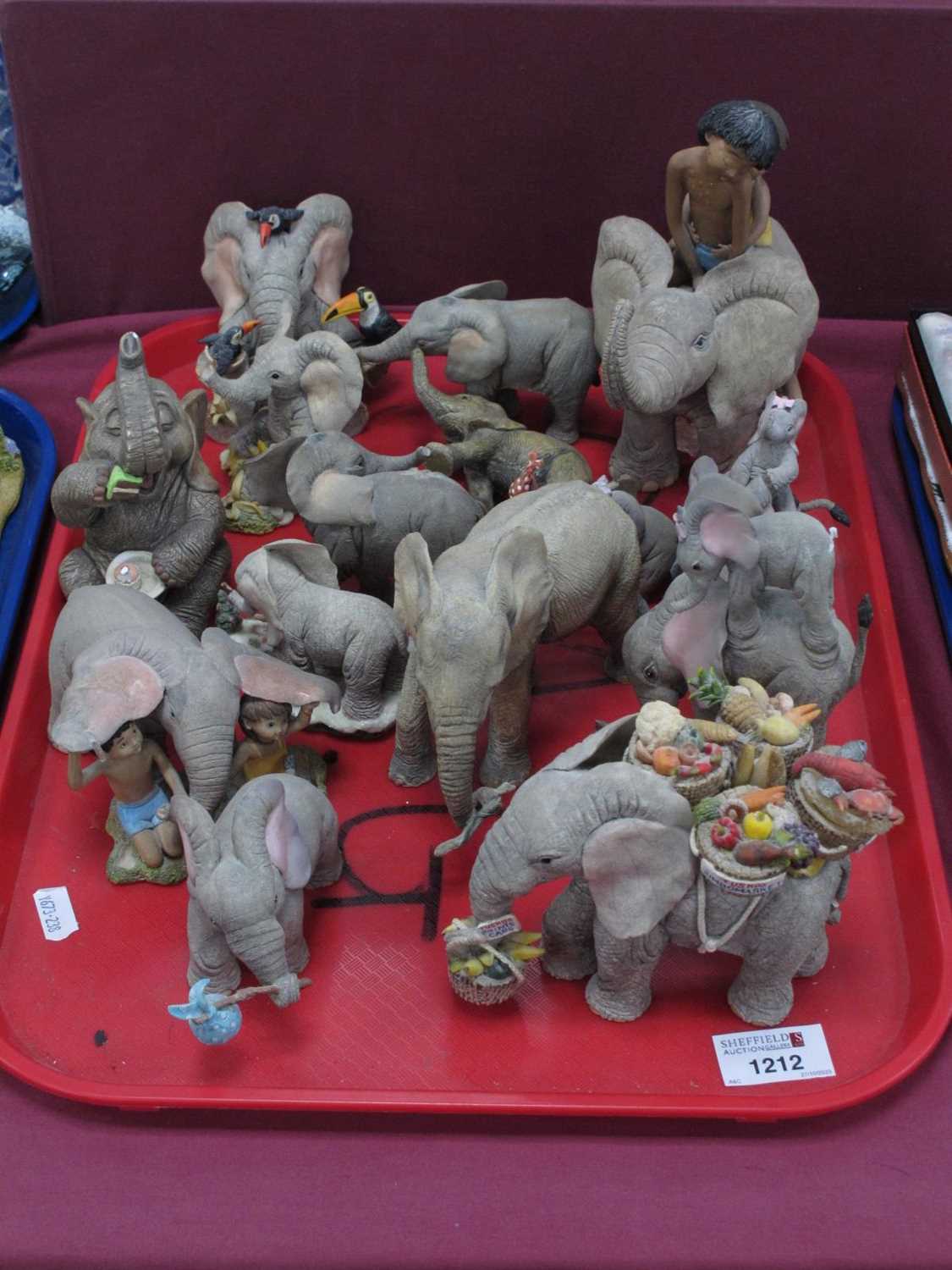 Lot 1212 - The Tuskers Elephant Resin Figures, etc:- One...