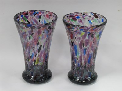 Lot 1293 - Pair of Mottled Glass Tapering Vases, each...