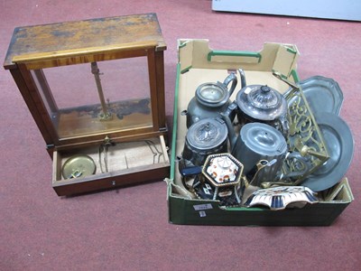 Lot 1023 - Laboratory Scales, teapots, brass trivet,...