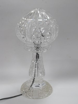 Lot 1200 - Crystal Glass Table Lamp, with mushroom shade,...