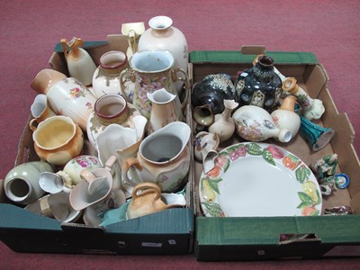 Lot 1028 - Blush Ivory Jugs Vases, candlesticks, Doulton...