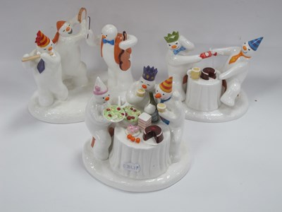 Lot 1258 - Coalport The Snowman Figures - 'Pulling a...