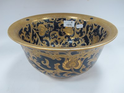 Lot 1375 - Oriental Bowl, with a blue ground, gilt floral...