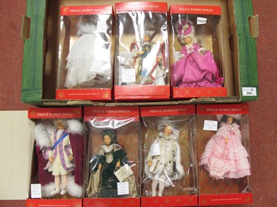 Lot 299 - Seven Peggy Nisbet Costume and Portrait Dolls,...