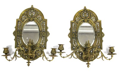 Lot 1281 - A Pair of Late XIX Century Brass Hanging...