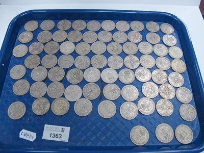 Lot 1363 - Pre-1947 Silver Two Shilling Pieces x72.