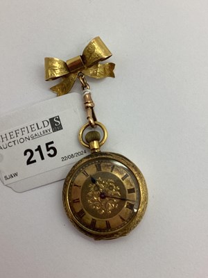 Lot 215 - A Decorative 18ct Gold Cased Ladies Fob Watch,...