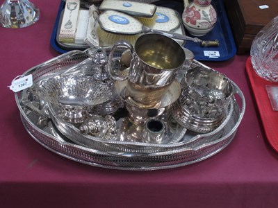 Lot 1367 - Two Oval Plated Trays, plated bottle coaster,...