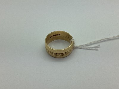 Lot 31 - A 9ct Gold Wide Patterned Band, (finger size...