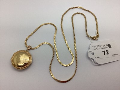 Lot 72 - A 9ct Gold Circular Locket Pendant, leaf...