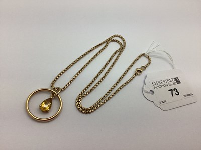 Lot 73 - A 9ct Gold Chain, suspending single stone...