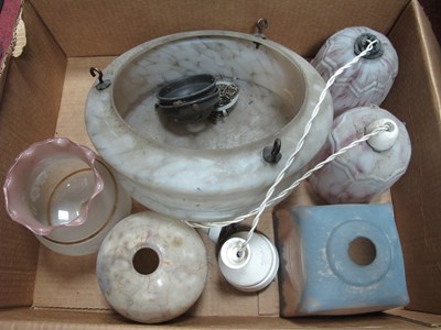 Lot 1141 - 1920s Circular Mottled Glass Ceiling Light,...