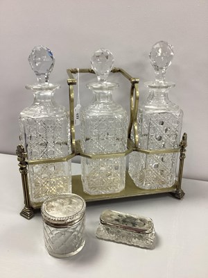 Lot 177 - Two Hallmarked Silver Lidded Glass Dressing...