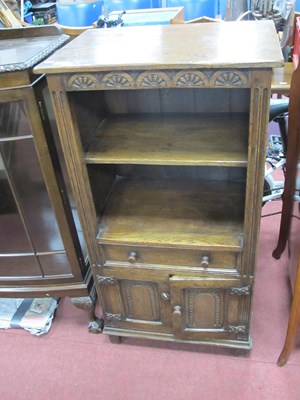 Lot 1616 - Oak Cabinet with Half Wheel Frieze, open style...