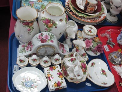 Lot 1219 - Royal Albert 'Old Country Roses', vases, menu...