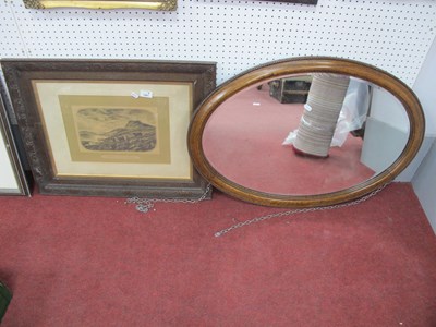 Lot 1581 - Oval Wall Mirror, in oak surround, 82cm wide,...