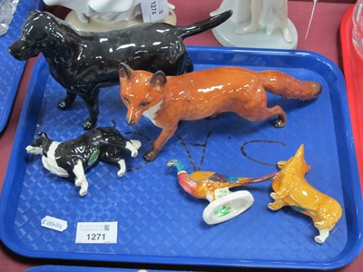 Lot 1271 - Beswick Fox 22cm long, black dog, corgi,...