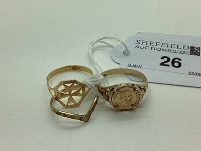 Lot 26 - A 9ct Gold Coin Style Ring, together with a...