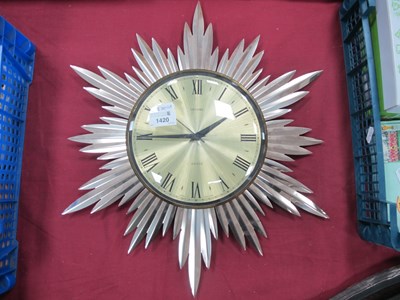 Lot 1420 - Metamec Starburst Wall Clock, 47cm wide.