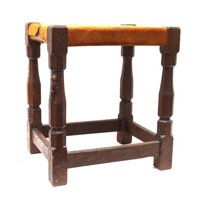 Lot 1488 - An Early Robert Thompson 'Mouseman' Oak Stool,...