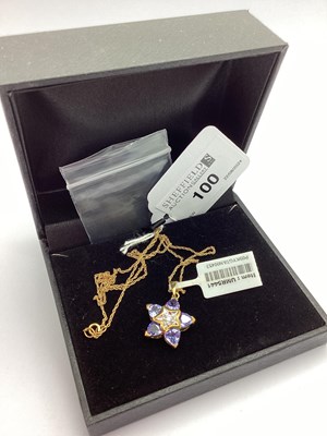 Lot 100 - A Modern 9ct Gold Tanzanite Pendant, of star...