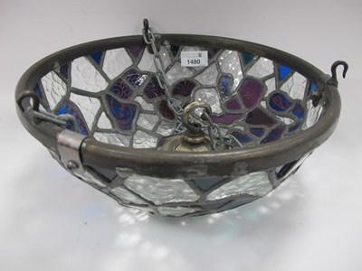 Lot 1480 - Leaded Glass Ceiling Light, with coloured...