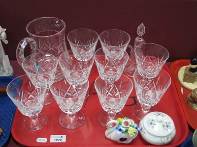 Lot 1270 - Stuart Glass Water Jug, ten wine glasses, etc@-...