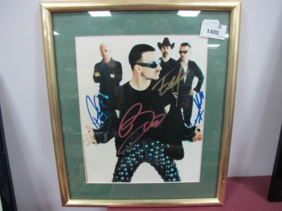 Lot 1405 - U2 Autographs of All Four Band Members, signed...