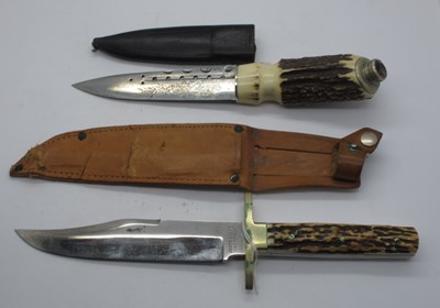 Lot 307 - Bowie Knife; James Lowe of Sheffield stag...