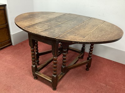 Lot 1467 - A Late XVII Century Joind Oak Drop Leaf Table,...