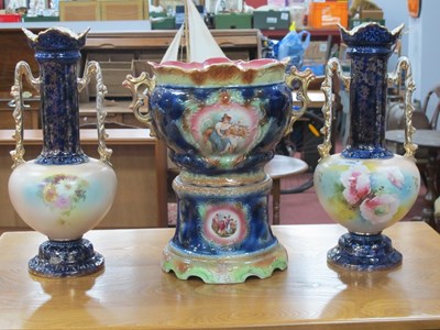 Lot 1184 - Pair of Early XX Century Pottery Vases, with...