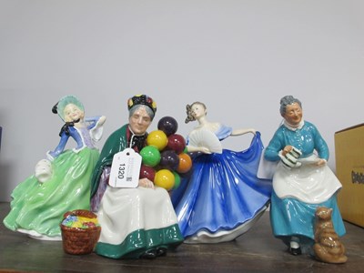 Lot 1320 - Four Royal Doulton Figurines, 'The Old Balloon...