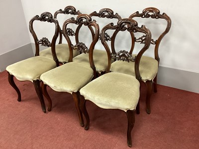 Lot 1485 - A Set of Six XIX Century Walnut Salon Chairs,...