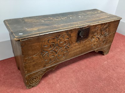 Lot 1469 - A XVII Century Elm Blanket Box, with hinged...