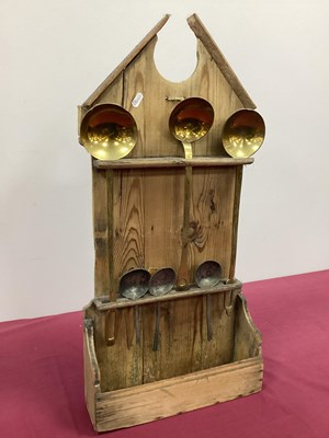 Lot 1416 - A XIX Century Pine Spoon Rack, with three...