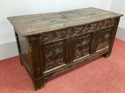 Lot 1462 - A XVII Century Joined Oak Coffer, with hinged...