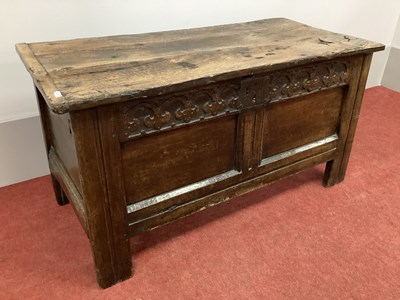 Lot 1487 - A XVII Century Joined Oak Coffer, with hinged...