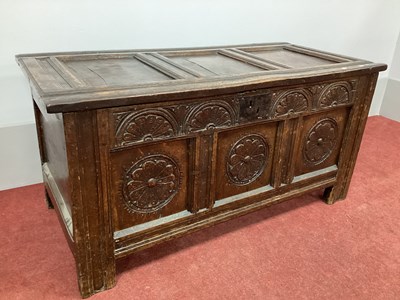 Lot 1500 - A XVII Century Joined Oak Coffer, with three...