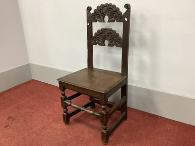 Lot 1516 - A XVII Century Joined Oak Chair, with carved...