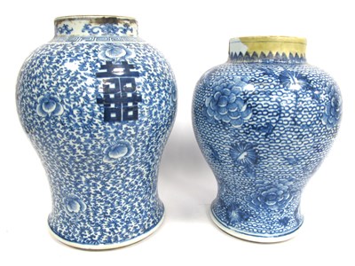 Lot 1126 - Two Large Chinese Pottery Jars, each decorated...