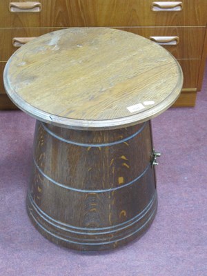 Lot 1646 - Oak Barrel Style Table, with circular top, and...