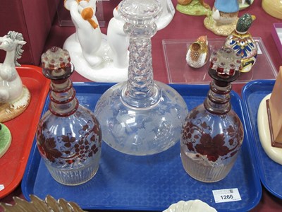 Lot 1266 - Pair of XIX Century Mallet Decanters with Ruby...