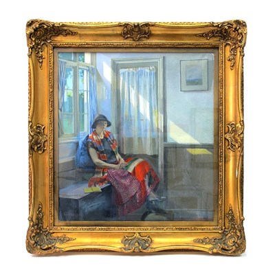 Lot 1203 - HAROLD HARVEY (1874-1941) Interior with a Lady...