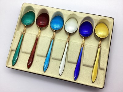 Lot 3 - David Andersen; A Set of Harlequin Enamel...