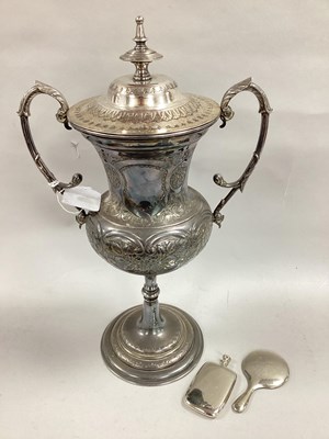 Lot 145 - A Plated Twin Handled Lidded Trophy Cup,...