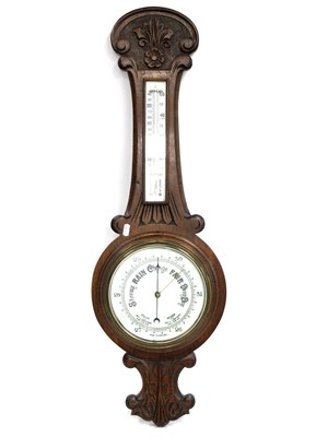 Lot 1444 - A Late XIX Century Oak Cased Wall Barometer,...