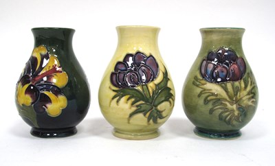 Lot 1092 - Three Moorcroft Pottery Vases, each of ovoid...