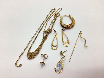 Lot 54 - Creole Hoop Earring, (odd) stamped "375",...