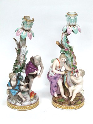 Lot 1216 - A Pair of Late XIX Century Meissen Porcelain...