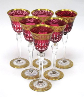 Lot 1007 - A Set of Six St Louis, France Glass Goblets,...